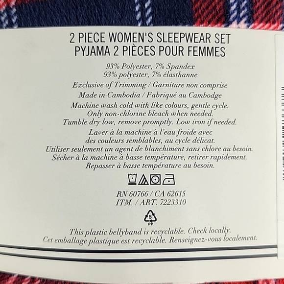 NWT NAUTICA Women's Sleepwear  Set 2 Piece Red Navy Fleece Plaid Stretch Sz S - Picture 7 of 8